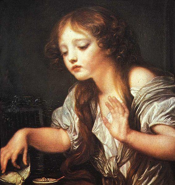 Jean Baptiste Greuze Young Girl Weeping for her Dead Bird oil painting image